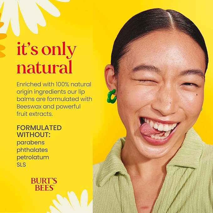 Burt's Bees Lip Balm - Pomegranate, Lip Moisturizer With Responsibly Sourced Beeswax, Tint-Free, Natural Origin Conditioning Treatment, 2 Tubes, 0.15 oz.