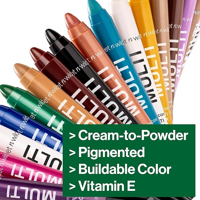 wet n wild Color Icon Cream Eyeliner Eyeshadow Multi-Stick, Moisturizing, Nourishing Velvety Cream-to-Powder Buildable & Blendable Formula, Cruelty-Free & Vegan - Green