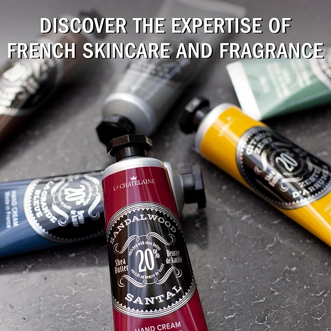 La Chatelaine 20% Shea Butter Hand Cream Travel Size, Men, Unisex, Organic Argan Oil, Moisturizing, Nourishing, Extra-Rich Hand Lotion, Made in France, Paraben Free, 1 oz / 30ml (Vetiver Cedar)