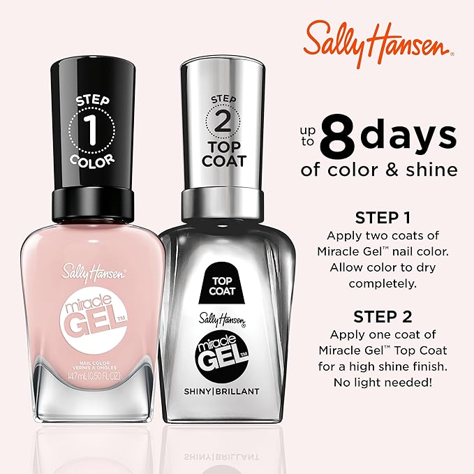 Sally Hansen Miracle Gel™, Once Chiffon a Time, Long Lasting, Gel-Like Formula, No UV Lamp Needed, Pink Nail Polish