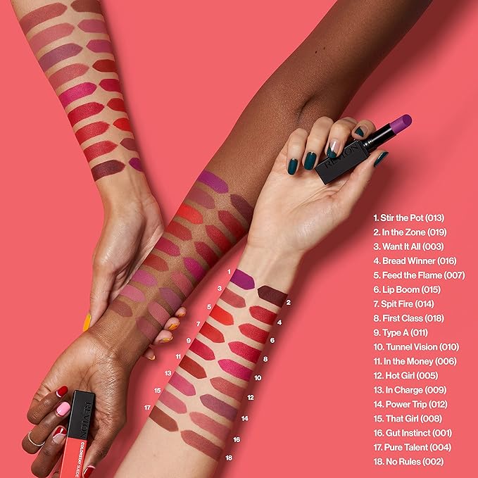 REVLON Lipstick, ColorStay Suede Ink, Built-in Primer, Infused with Vitamin E, Waterproof, Smudge-proof, Matte Color, 014 Spit Fire, 0.09 oz.