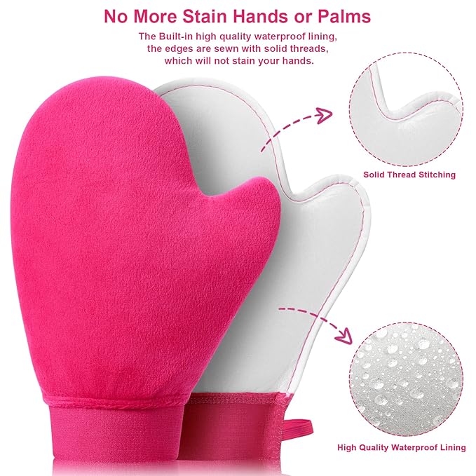 Self Tanning Mitt Applicator - 3 in 1 Self Tanner Mitt Applicator, Back Tanning Mitts Self Tanner Mitt Tanning Glove for Self Tan Mitt Applicator Sunless Tanner Mitt Tan Mit Tanning Brush