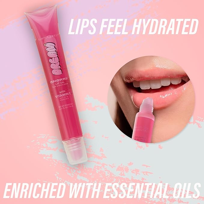 EXPRESSIONS 12pc Lip Oil Set –Hydrating Lip Care with Vitamin E | Fruit Flavored Lip Gloss For Girls, Safe and Non-Toxic Lip Gloss Gift Set For Girls