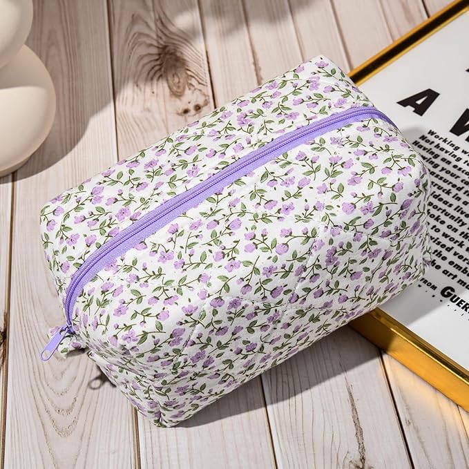 Soidram quilted makeup bag floral