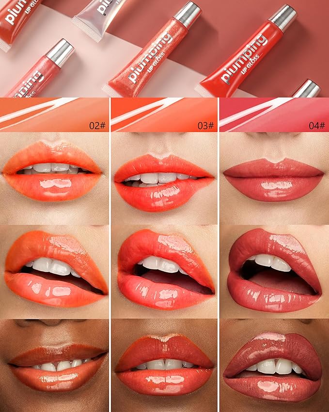 Hydrating Lip Glow Oil-3Pcs Tinted Plumping Lip Oil Lip Plumper, Moisturizing Smooth Lipgloss for Lip Care, Glossy Finish Clear Tint Shiny and Vegan Juicy Lip Gloss,Nourishing Non-Sticky Formula-Set A