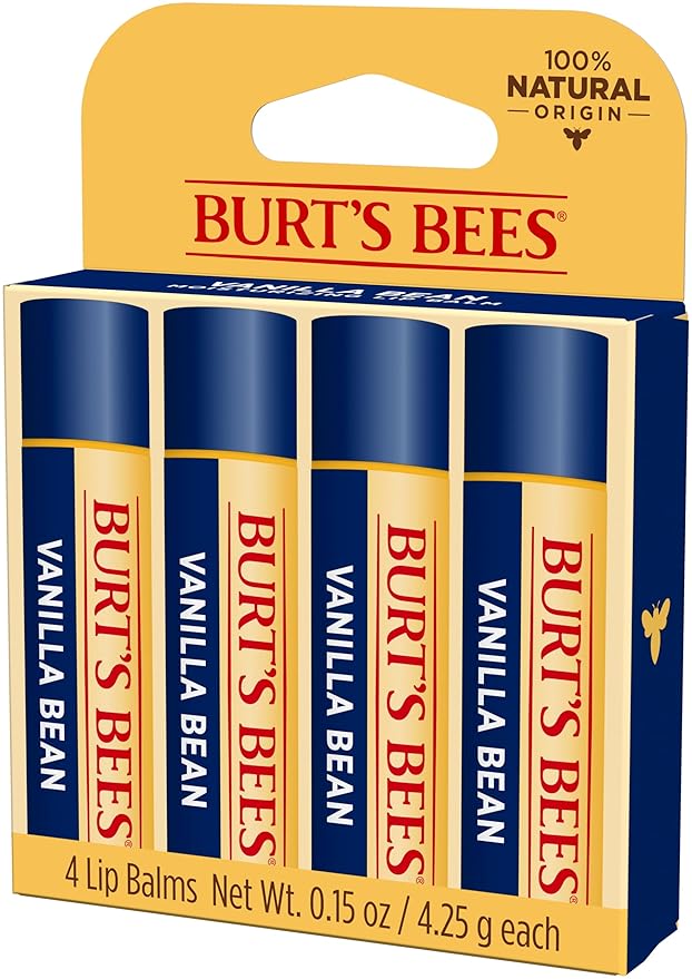 Burt's Bees 100% Natural Moisturizing Lip Balm, Vanilla Bean - 4 Tubes