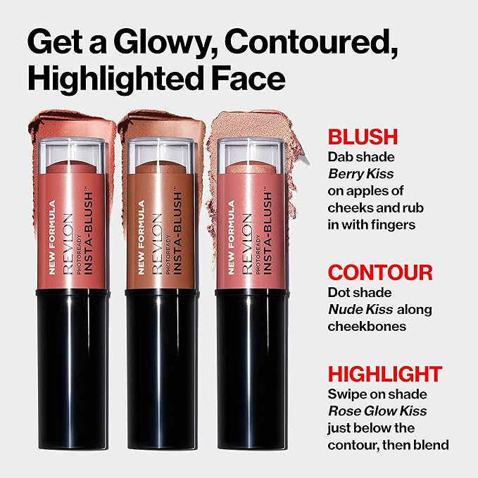 Revlon Blush Stick, PhotoReady Insta-Blush Face Makeup with Gold Kiss, 1.15 Oz