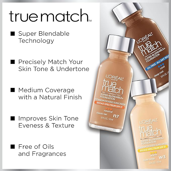 L'Oreal Paris Makeup True Match Super-Blendable Liquid Foundation,