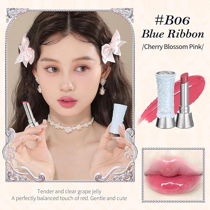 Flower Knows Violet Strawberry Rococo Glitter Lip Gloss G02 Rasberry Booze+Swan Ballet Shine Solid Lip Gloss Stick B06 Blue Ribbon