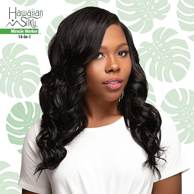 Hawaiian Silky 14-in-1 Miracle Worker 16 oz, Keratin Leave-In Conditioner (Pack of 2)