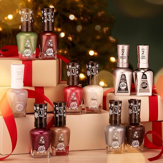 Sally Hansen Miracle Gel, Jolly Holly, Long Lasting, Gel-Like Formula, No UV Lamp Needed, Semi Opaque, Shimmery Red Nail Polish