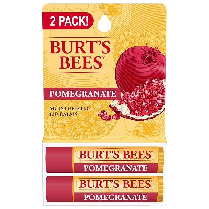 Burt's Bees Lip Balm - Pomegranate, Lip Moisturizer With Responsibly Sourced Beeswax, Tint-Free, Natural Origin Conditioning Treatment, 2 Tubes, 0.15 oz.