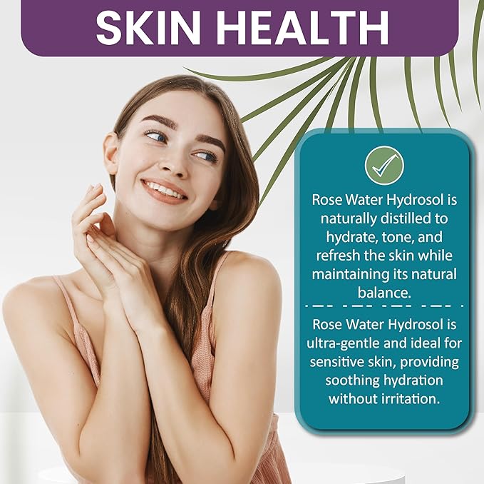 Rose Hydrosol Water Spray Toner 32 oz for Face Hydrating Mist Hydration Pure & Natural Rosewater Hydrosol All Skin Types Face Skin Pores Body Locs Cleansing Bulk Refill COCOJOJO - Packaging May Vary