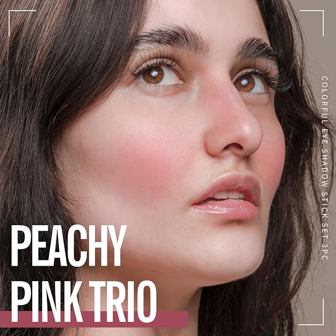 KIMUSE Multi Stick Trio Face Makeup, Cream Blush Skin,PEACHY PINK