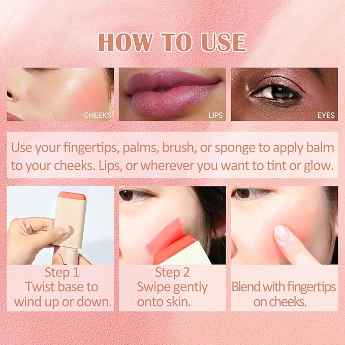 DAGEDA Cream Blush For Cheeks, 2-in-1 Face Blush Makeup (Coral)