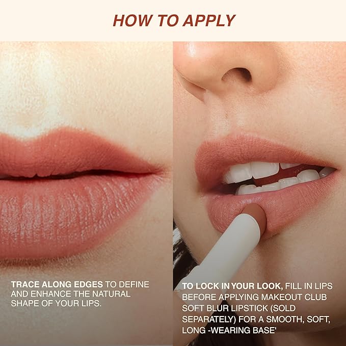 Freck Beauty MAKEOUT CLUB Nude Muse Lip Liner, Non Drying, Smooth Highly Pigmented Retractable Liner, Infused with Jojoba and Hyaluronic Acid (Cool Taupe Brown, Normal)