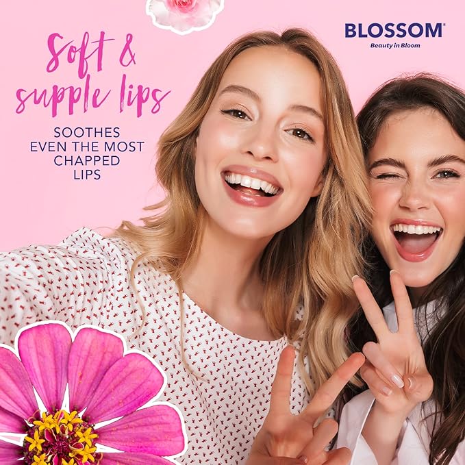 Blossom Roll on Lip Gloss, Scented Clear High Shine Moisturizing Lip Oil, Non Sticky, Infused with Real Flowers, Made in USA, 0.2oz, Raspberry Hemp