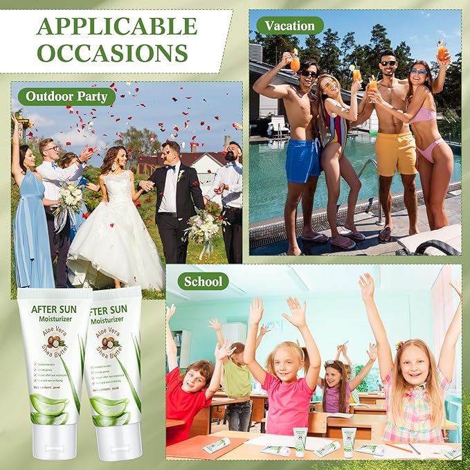 12 Pcs Mini Aloe Vera Lotion Bulk, 1 oz Travel Size Aloe Vera Lotion for Sunburn Relief, Organic Mini After Sun Lotion Daily Moisturizing, Mini Aloe Shea Butter Lotion for Face and Body