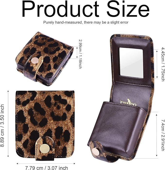 Cockatoo Leather Lipstick Case with Mirror, Women's Portable Lipstick Pouch Travel Cosmetic Bag Can Be Put in Wallet Mini Cosmetic Bag Lipstick Pouch (Nude Pink)