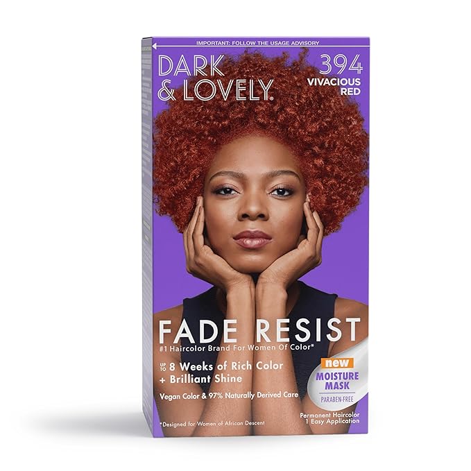 SoftSheen-Carson Dark and Lovely Fade Resist Rich Conditioning Hair Color, Permanent Hair Color, Up To 100 percent Gray Coverage, Brilliant Shine with Argan Oil and Vitamin E, Vivacious Red
