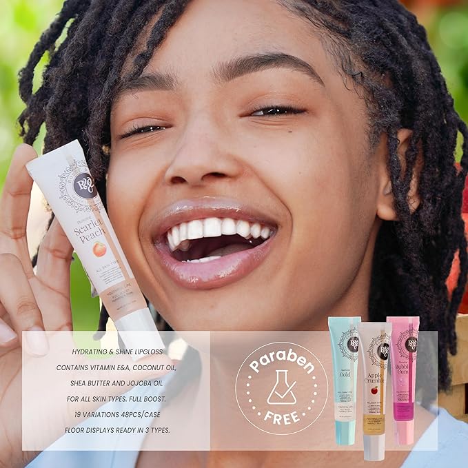 ROSÉE & CO Rosee Lip Gloss Vegan & Cruelty Free Treatment, Professional Make up, Long Lasting Glossy with Shea Butter, Moisturize, Protect & Smooth, High Shine, Non-Sticky (m. Scarlet Peach, 0.5)