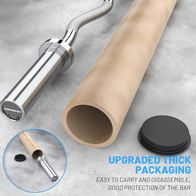 47" Olympic EZ Curl Bar 500-lbs Capacity Steel 2" Barbell