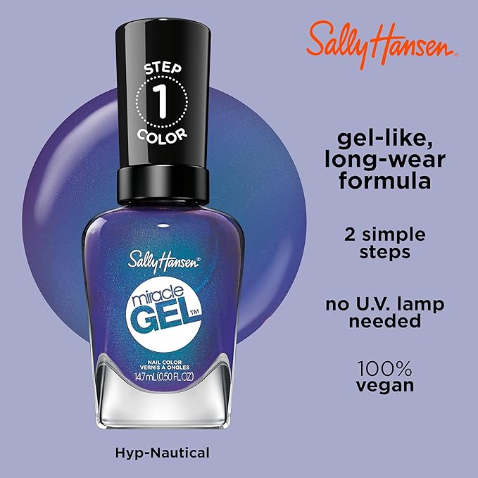 Sally Hansen Miracle Gel™, Hyp-nautical, Long Lasting, Gel-Like Formula, No UV Lamp Needed, Blue Nail Polish