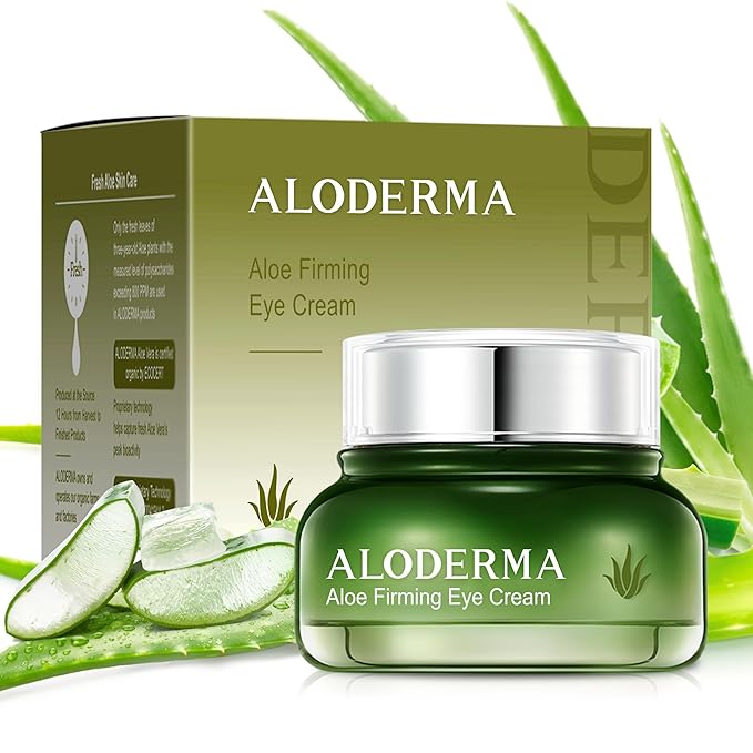 Aloderma Aloe Firming Eye Cream Made with 70% Organic Aloe Vera - Natural Daily Hydrating Eye Cream with Jojoba, Hyaluronic Acid, & Organic Aloe - Reduce Signs of Aging, Fine Lines & Wrinkles, 25g