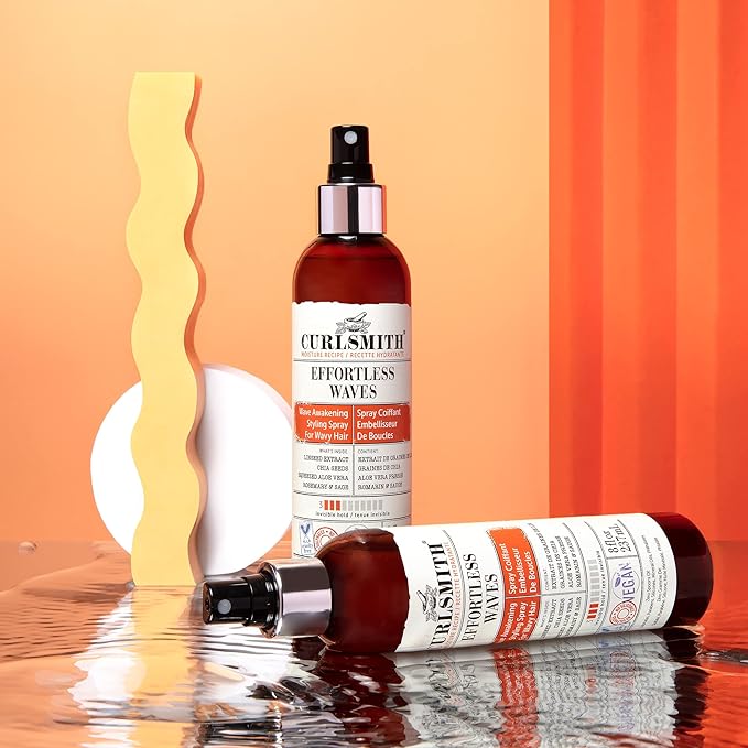 CURLSMITH - Effortless Waves Styling Spray, Lightweight and Moisturising, Reduce Frizz, Natural Look, For Wavy and Curly Hair, Vegan (8oz)