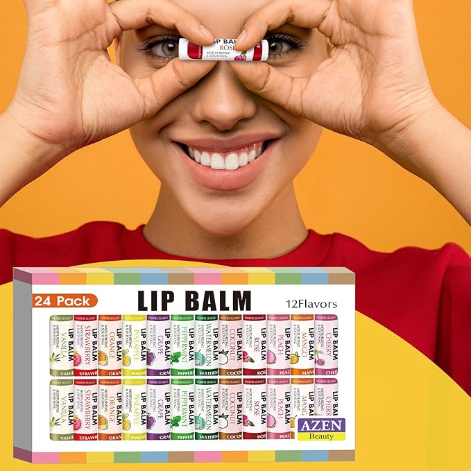 AZEN 24 Pack Lip Balm Stocking,