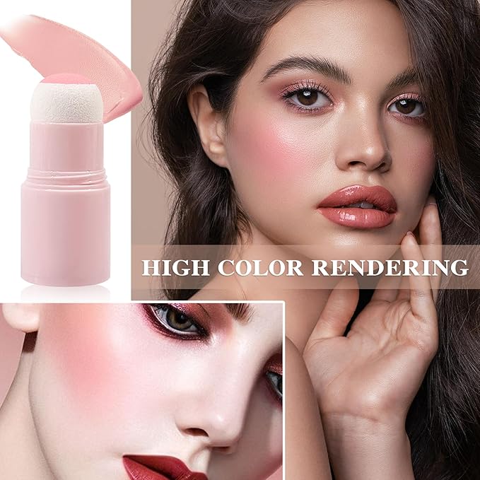 Cream Blush Stick with Brush,Waterproof Multi Cream Blush Skin K2