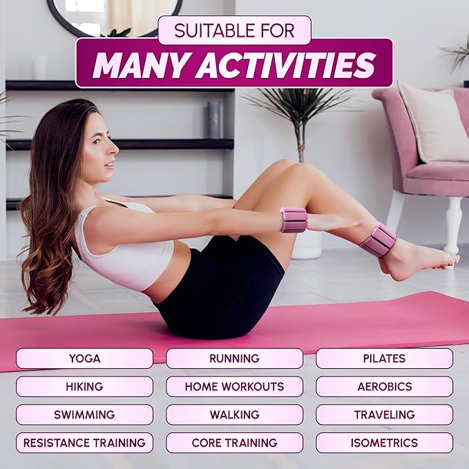 2Ct Ankle Weights for Women - Waterproof Ankle 2 Lbs