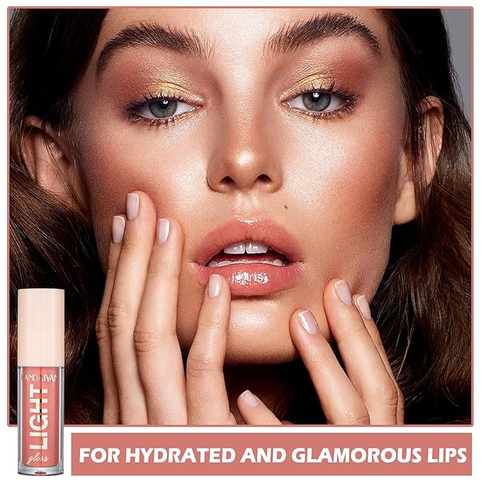 CAHIUYOA Plumping Moisturizing Lip Gloss Lipgloss,Nude Lip Gloss Lip Stain Long Lasting Waterproof,Shine Glossy Liquid Lipstick for Women Girls Lip Makeup Gift - 06