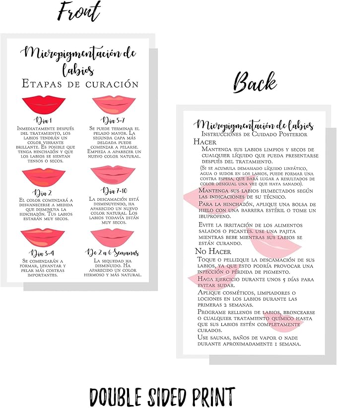 Spanish Lip Blush Aftercare Card |