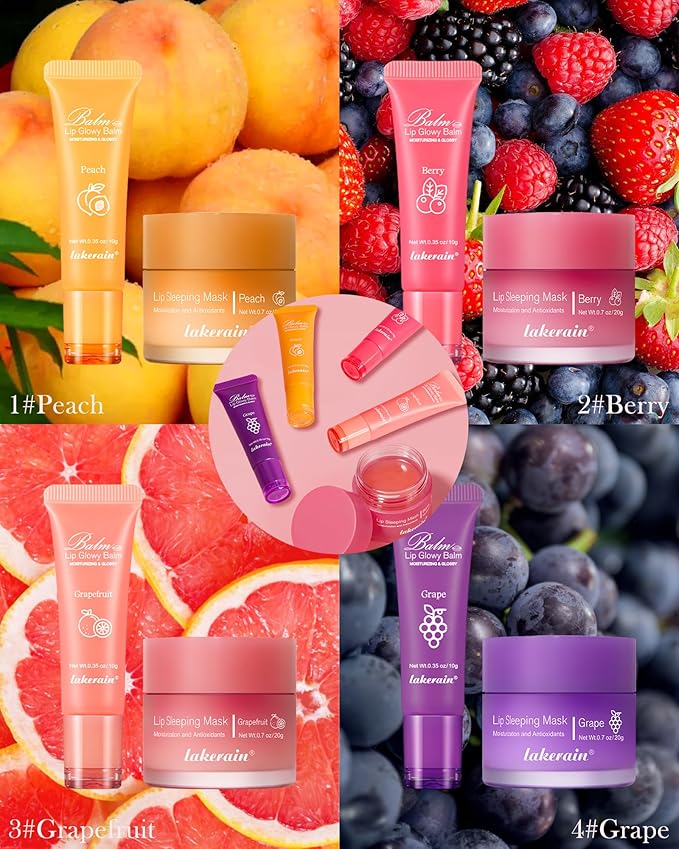 2Pcs Lip Glowy Balm & Lip Women-04Grape