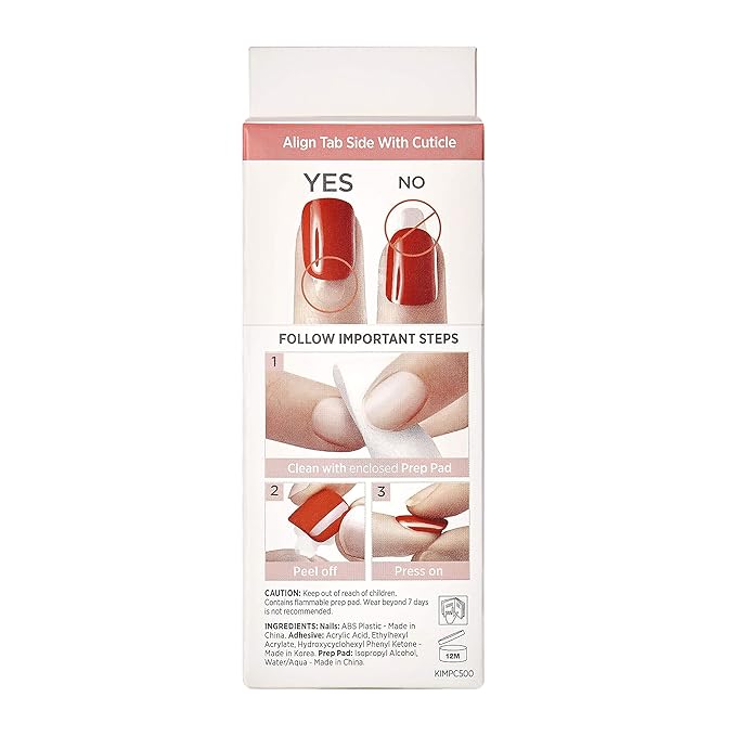 KISS imPRESS No Glue Mani Press On Nails, Design, 'Dorothy', Pink, Short Size, Squoval Shape, Includes 30 Nails, Prep Pad, Instructions Sheet, 1 Manicure Stick, 1 Mini File