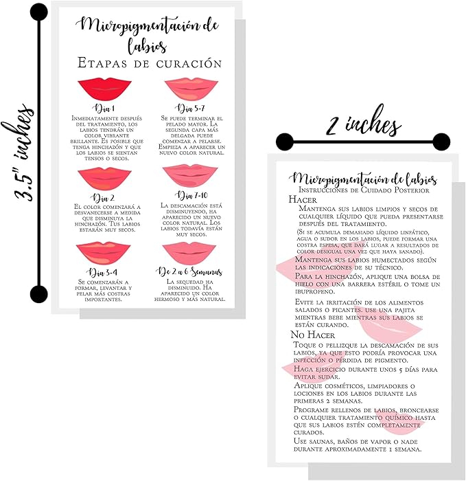 Spanish Lip Blush Aftercare Card |