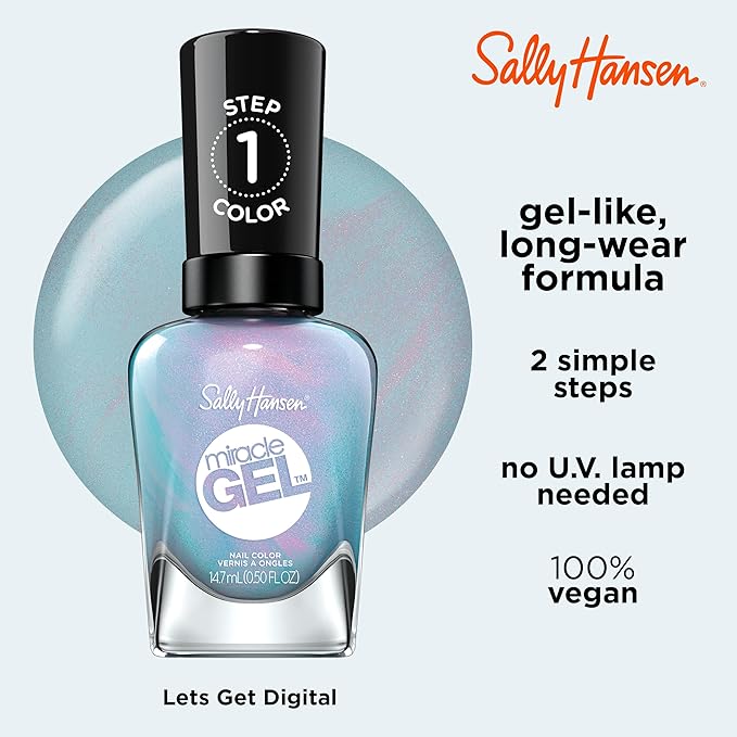 Sally Hansen Miracle Gel™, Lets Get Digtl, Long Lasting, Gel-Like Formula, No UV Lamp Needed, Blue Nail Polish