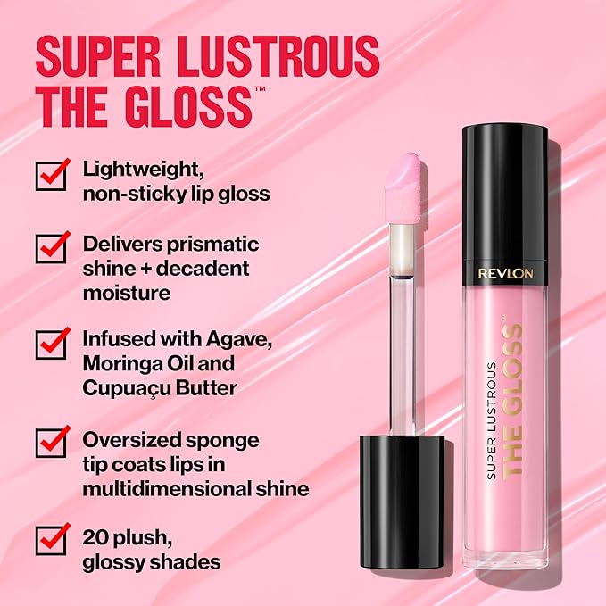 Revlon Super Lustrous Lip Gloss, Non-Sticky, Hydrating, High Shine Finish, 240 Fatal Apple, 0.13 oz