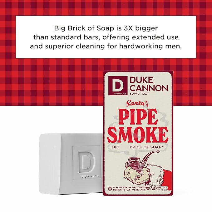 Duke Cannon Holiday Limited-Edition Santa's Pipe Smoke Big Brick of Soap - 10oz Bar, Triple Milled, Supports U.S. Veterans