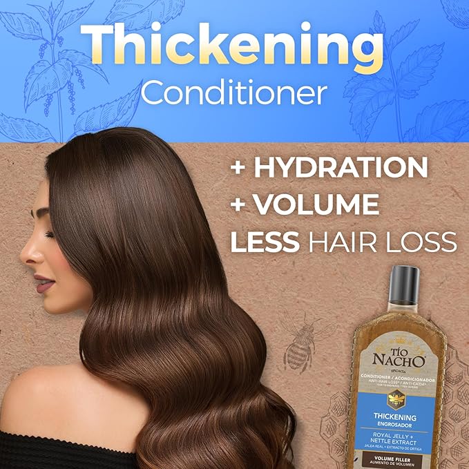 Tio Nacho Anti Hair Loss Thickening Volume Filler Conditioner with Royal Jelly & Rosemary, Volumizing and Body-Boosting Hair Care, 14 Fluid Ounces