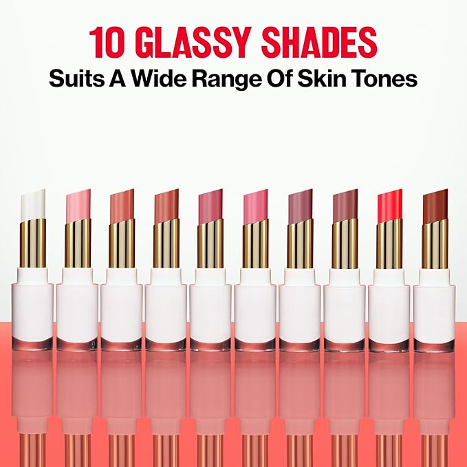 REVLON Super Lustrous Glass Shine Balm, Hydrating Tinted Lipstick, Sheer, Glossy Shiny Finish, 001 Sparkling Quartz, 0.11 oz