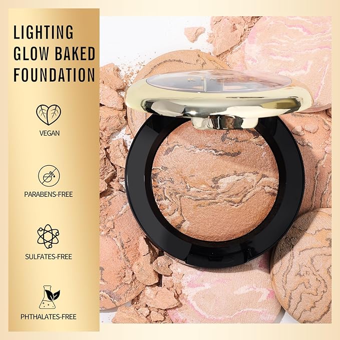 KIMUSE Lighting Glow Baked Foundation, Brighten Color, Color Natural Finish