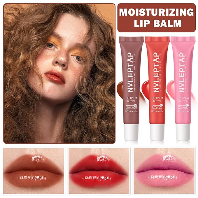 NVLEPTAP 3PCS Lip Glowy Balm Lip Sleeping
