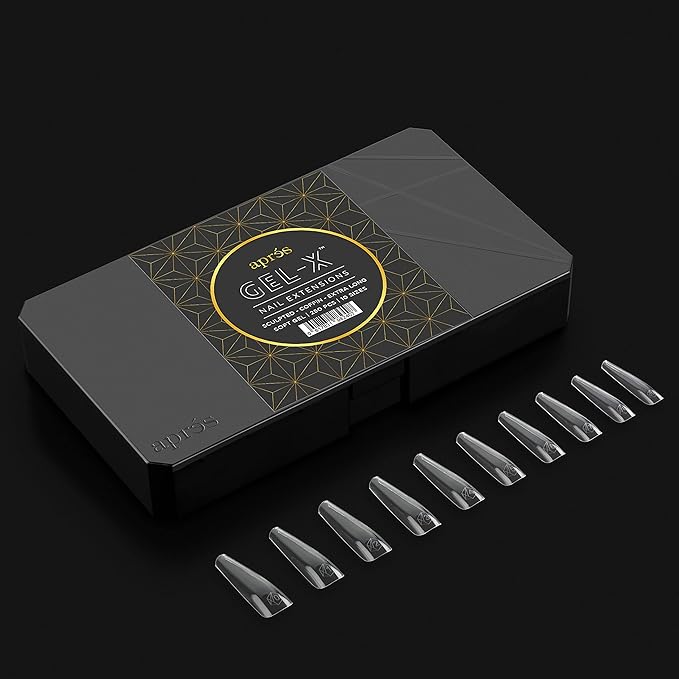Apres Nail Gel-X Sculpted Coffin Extra Long Box of Tips | 250 Gel-X Tips | Premium Quality | 10 Sizes 0-9 | No Size 00 Included | 2022 Version