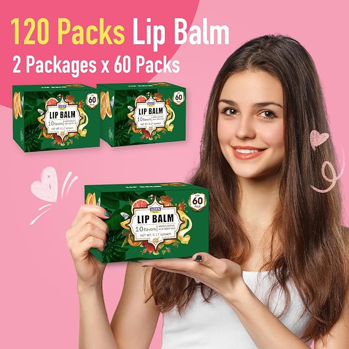 AZEN 120 Pack Lip Balm, Natural
