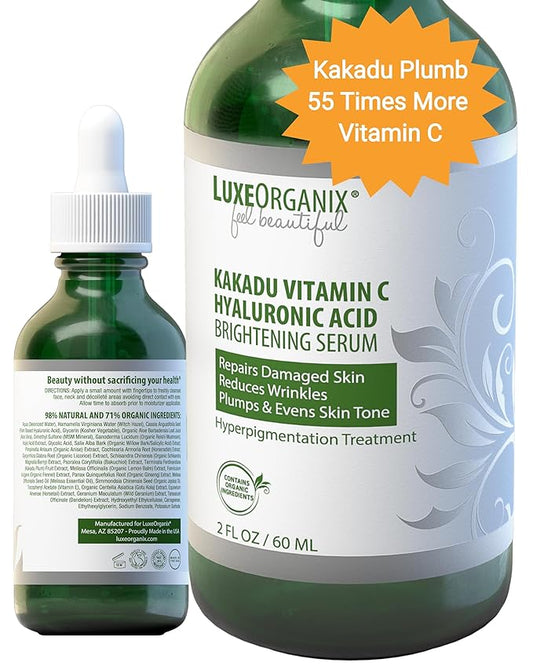 Vitamin C Serum For Face With Hyaluronic Acid: Brightening Treatment & Dark Spot Remover For Face Reduces Blemishes & Wrinkles (2oz)