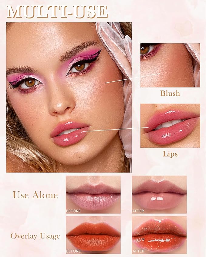 Hydrating Lip Glow Oil-3Pcs Tinted Plumping Lip Oil Lip Plumper, Moisturizing Smooth Lipgloss for Lip Care, Glossy Finish Clear Tint Shiny and Vegan Juicy Lip Gloss,Nourishing Non-Sticky Formula-Set A