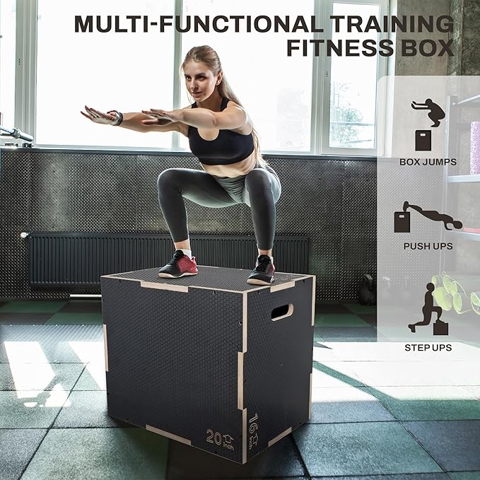 3 in 1 Non-Slip Wooden Plyo Box Plyometric
