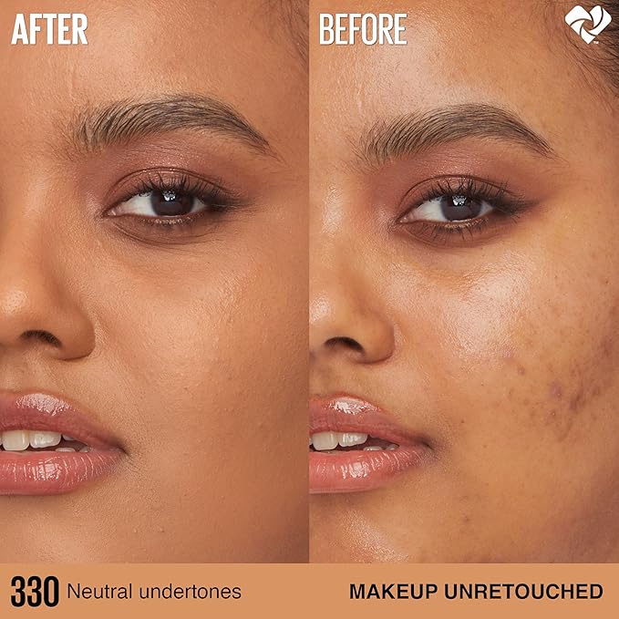 Maybelline Super Stay Lumi-Matte Foundation, Lightweight and Buildable Full Coverage Foundation Makeup For Up To 30HR Wear, 330, 1 Count